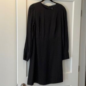 J. Crew Black Bishop Sleeve Knee-Length Sheath Dress